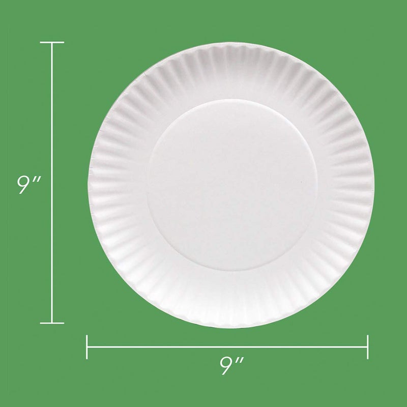 Hygloss Products Paper Plates - Uncoated White Plate - Use for Foodware, Events, Activities, Crafts Projects and More - Environmentally Friendly - Recyclable and Disposable - 9-Inches - 250 Pack - Image 2